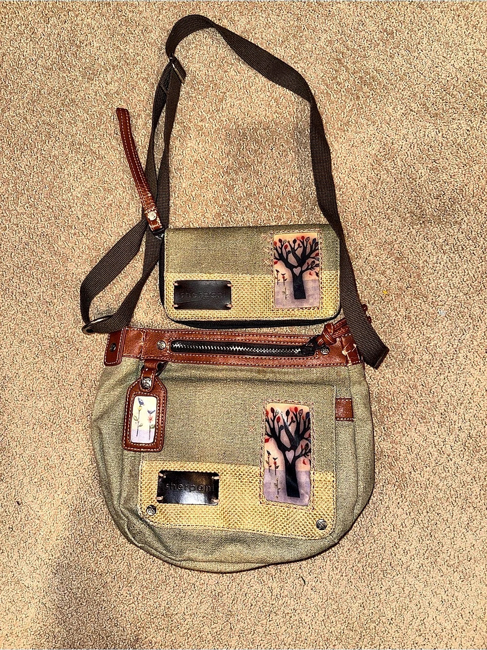 Sherpani Crossbody Bag Set in Straw Tan & Brown